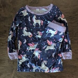 Little Sleepies Purple Pink White Unicorn Bamboo Pajama Set - Size 18-24 Months